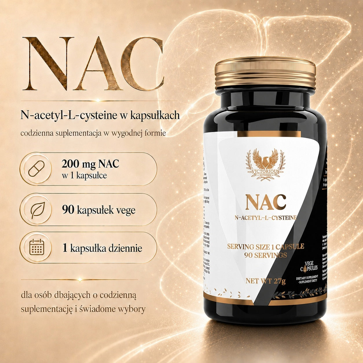 NAC 90 capsules 200mg N-acetyl-L-cysteine Purification Liver Victorious Packaging status original