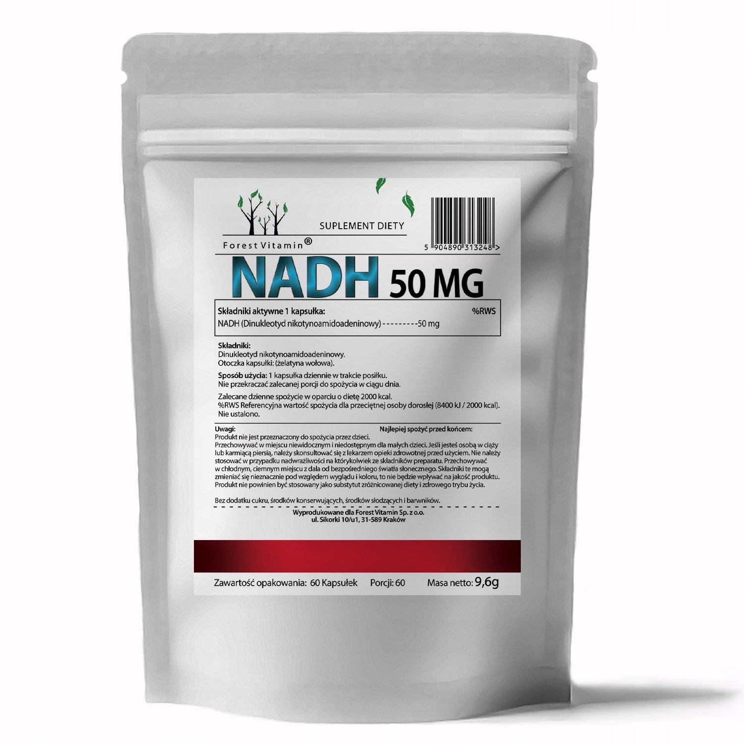 NADH 50 MG 60 CAPSULES ENERGY ATP CONCENTRATION MEMORY FOREST VITAMIN Brand Forest Vitamin