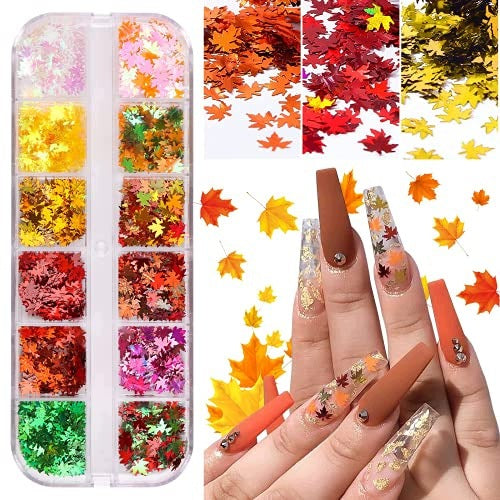 NAIL GLOSSES MAPLE LEAF HOLOGRAPHIC 12 COLORS DIY SET Brand no brand