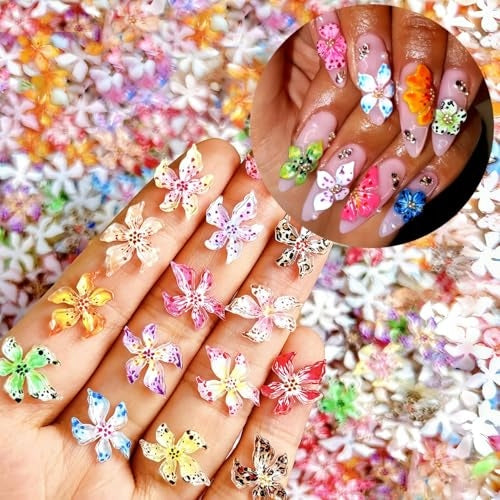 NAIL PENDANTS 3D FLORAL LILIES RESIN 60 PCS FOR STEEL Brand no brand