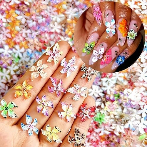 NAIL PENDANTS 3D FLORAL LILIES RESIN 60 PCS FOR STEEL