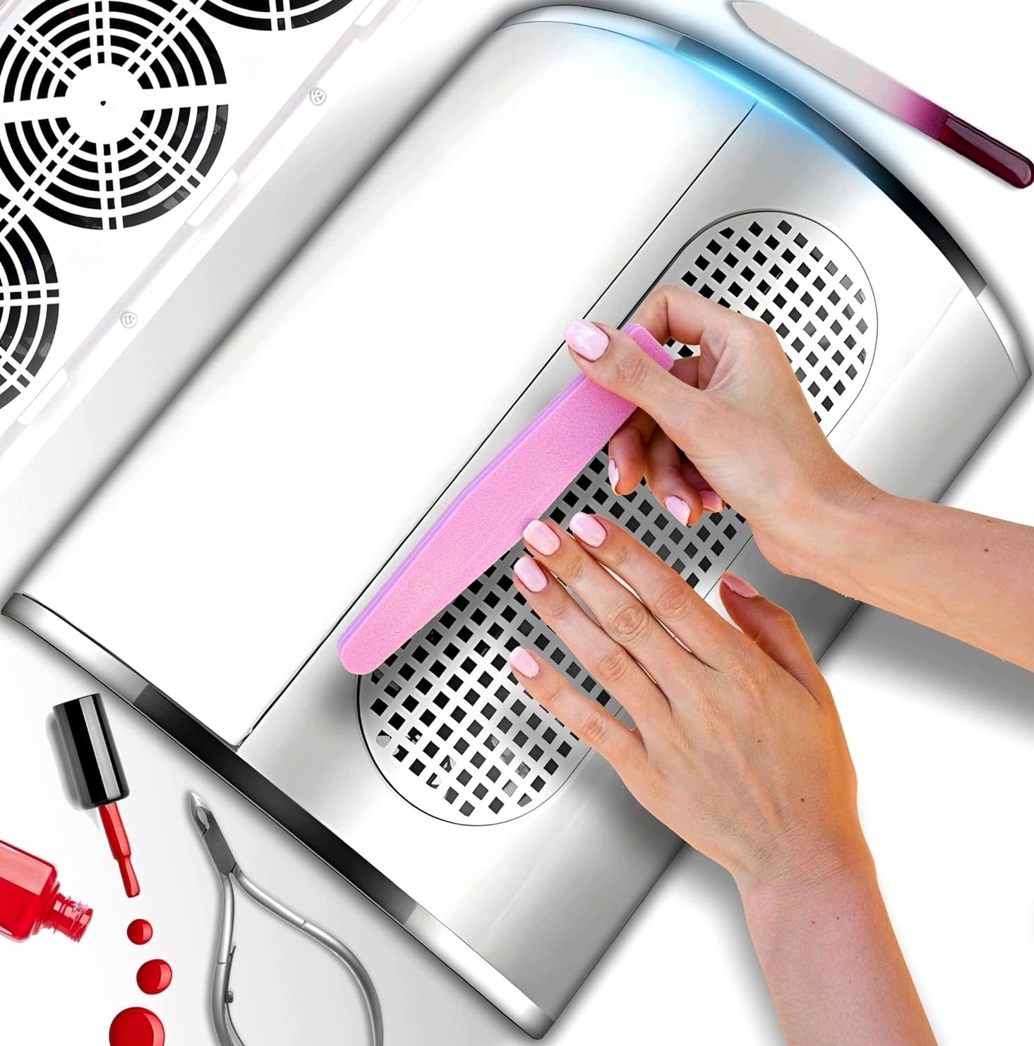 NAIL VACUUM CLEANER 40W EFFICIENT MANICURE PEDICURE WHITE TOUCH
