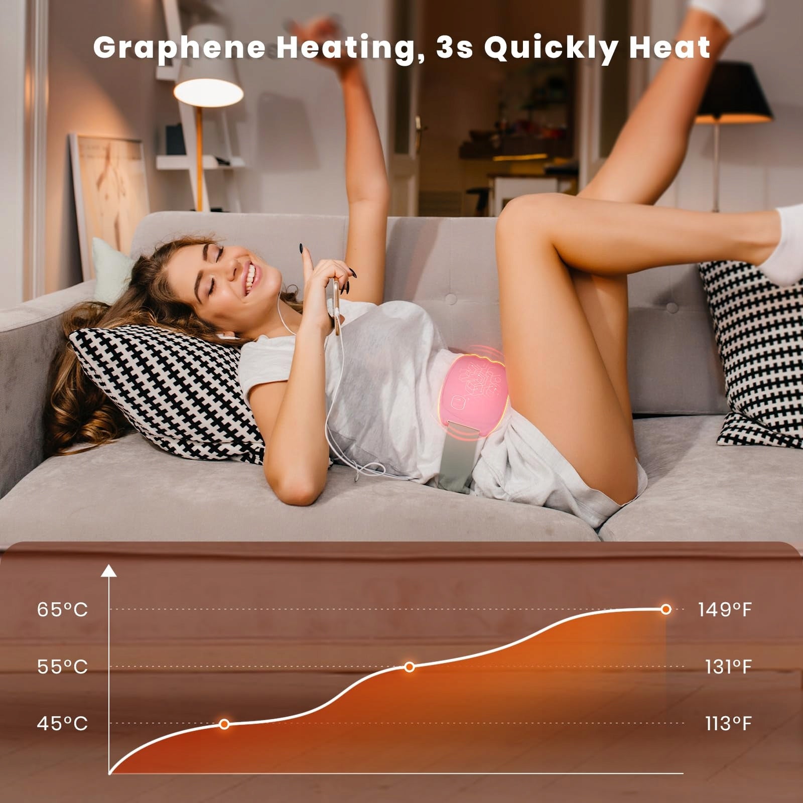 NALEZUNS Heated Abdominal Pain Belt USB 3 Heat Levels Pink Packaging status original