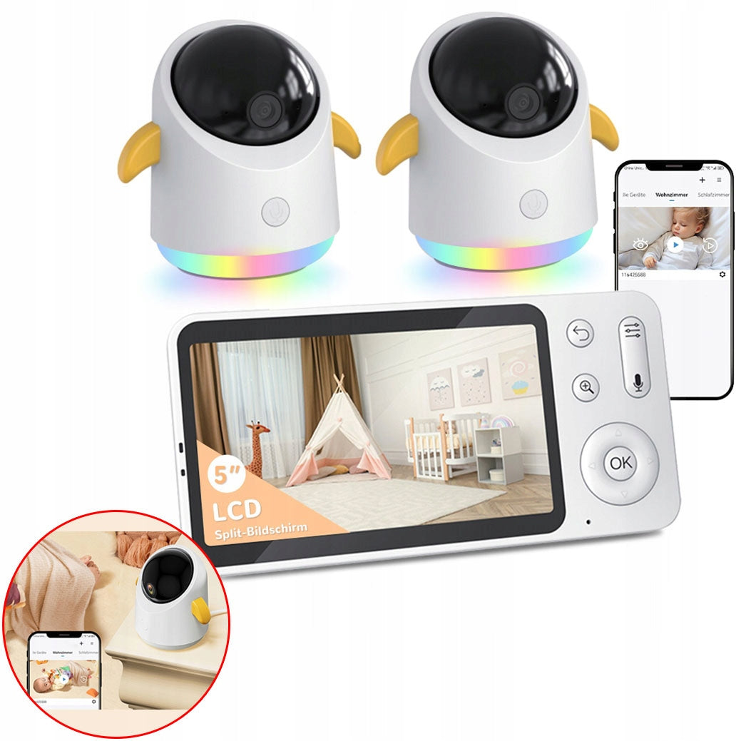 NANNY 2K WITH 2 CAMERA WIFI ROTATING LCD 5" ZOOM NIGHT MOTION DETECTION