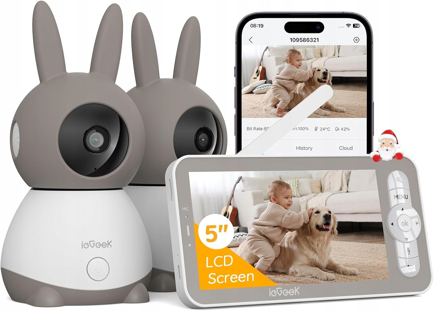 NANNY ELECTRONIC CAMERA 2 CAMERA 4×ZOOM HD SPLIT SCREEN PREVIEW