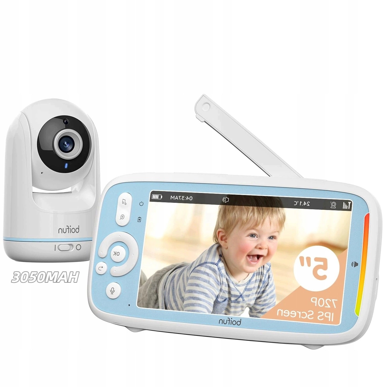 NANNY WITH FULL HD ROTARY CAMERA 5" LCD WIFI 1/2/3x ZOOM 3050MAH AKU