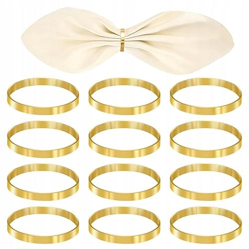 NAPKIN RINGS GOLD METAL BOHO CHRISTMAS 12 PIECES