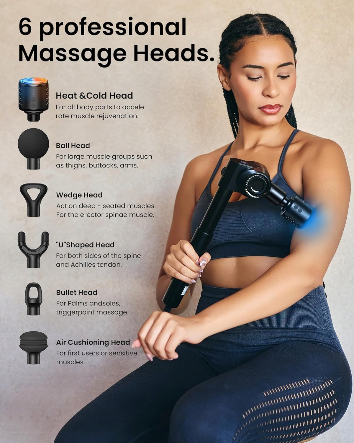 NAPRE NEG100 Gun For massager 32-speed 2500mAh 6 heads winter heat Manufacturer code B0FJ1PQV63