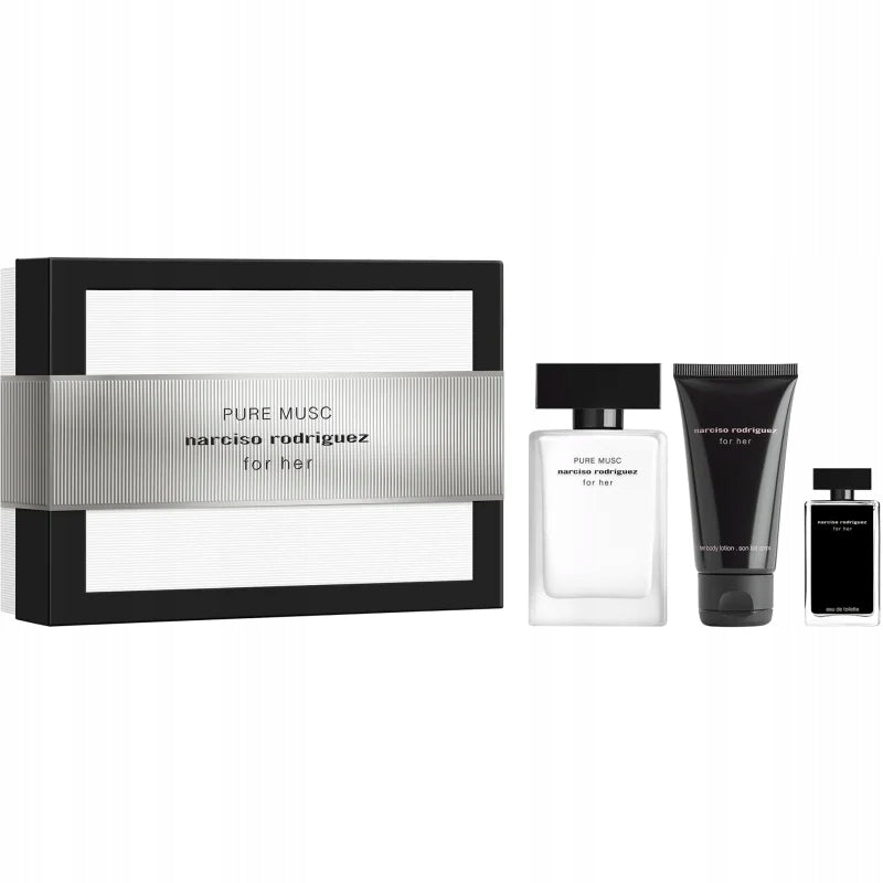 NARCISO RODRIGUEZ - GIFT SET - PURE MUSC EDP 50 ML + BODY LOTION 50 ML + FOR HER Packaging status original