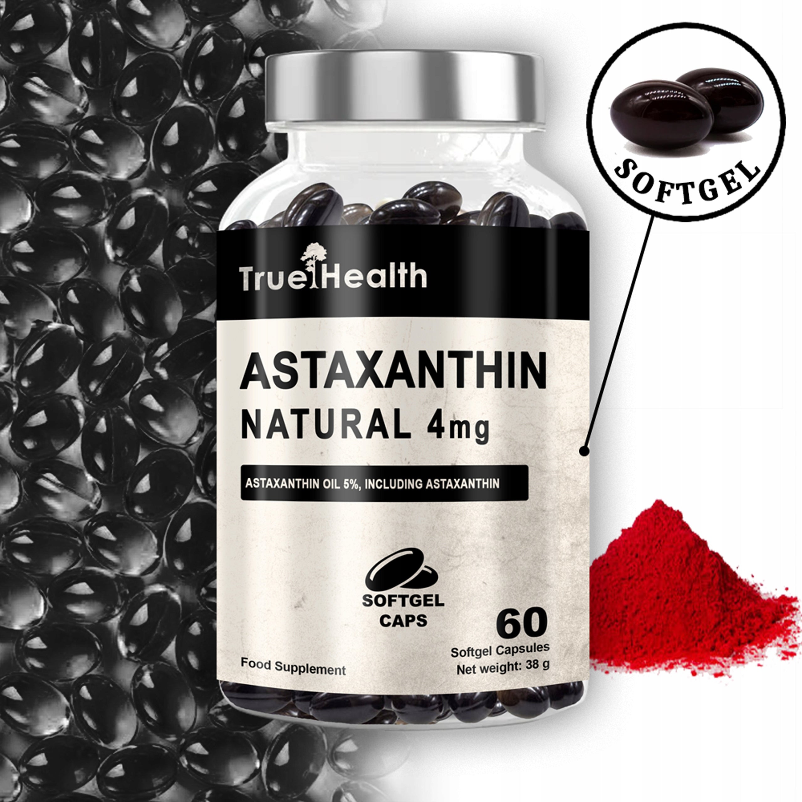 NATURAL ASTAXANTHIN 60 kaps ASTAXANTHIN ANTIOXIDANT JOINT TRUE HEALTH
