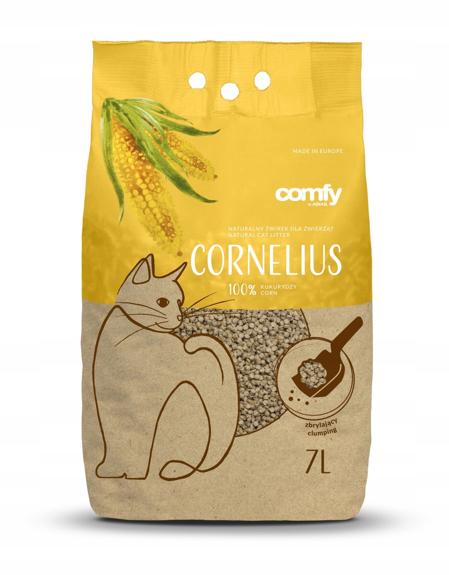 NATURAL CORN CAT LITTER ABSORBENT ECO-FRIENDLY DUST-FREE 7L Manufacturer code 124020