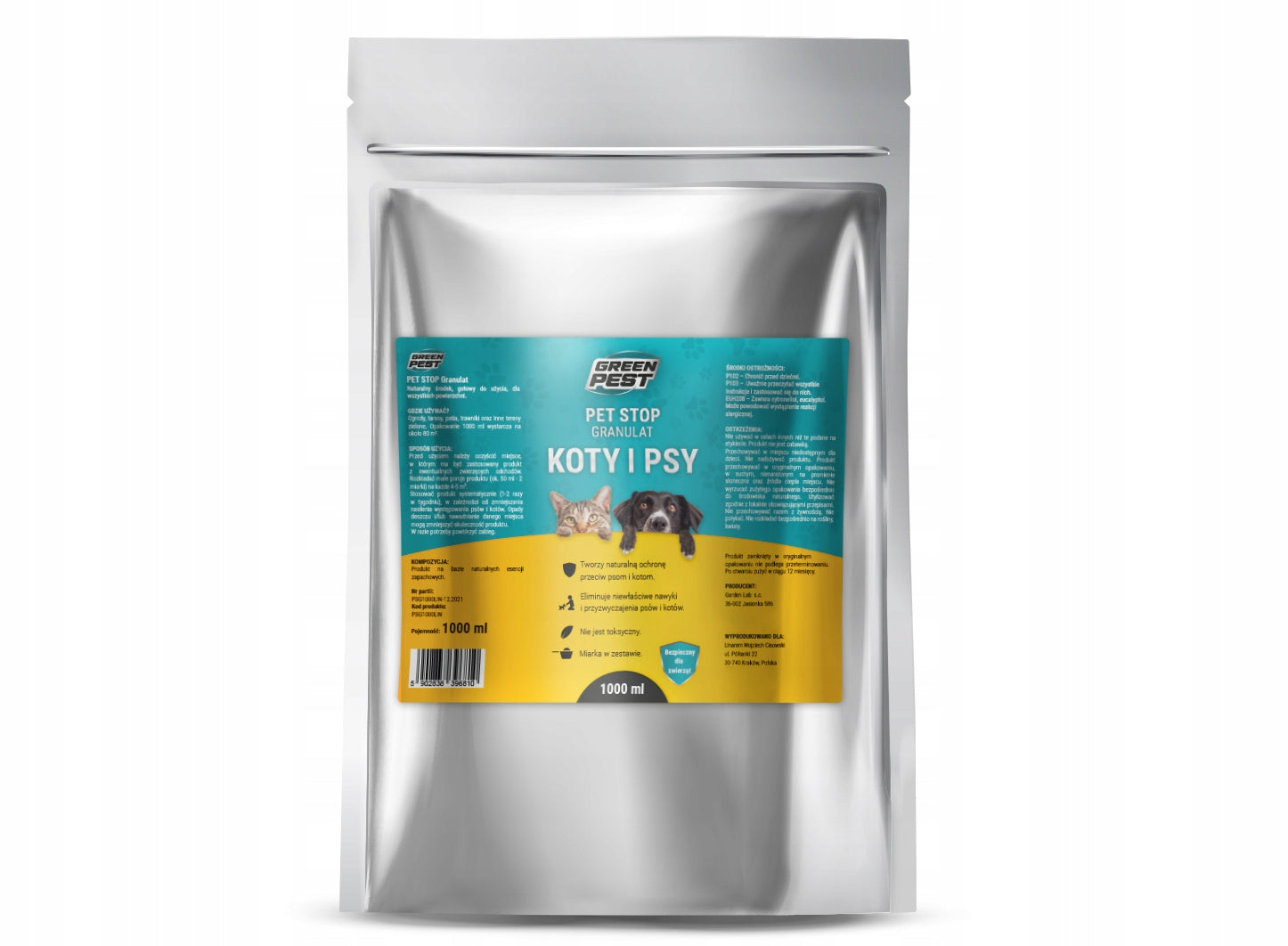NATURAL GRANULES PREPARATION AGAINST PEEING DOGS AND CATS PET STOP 1L Manufacturer code GRANULAT PRZECIW OBSIKIWANIU PRZEZ PSY I KOTY