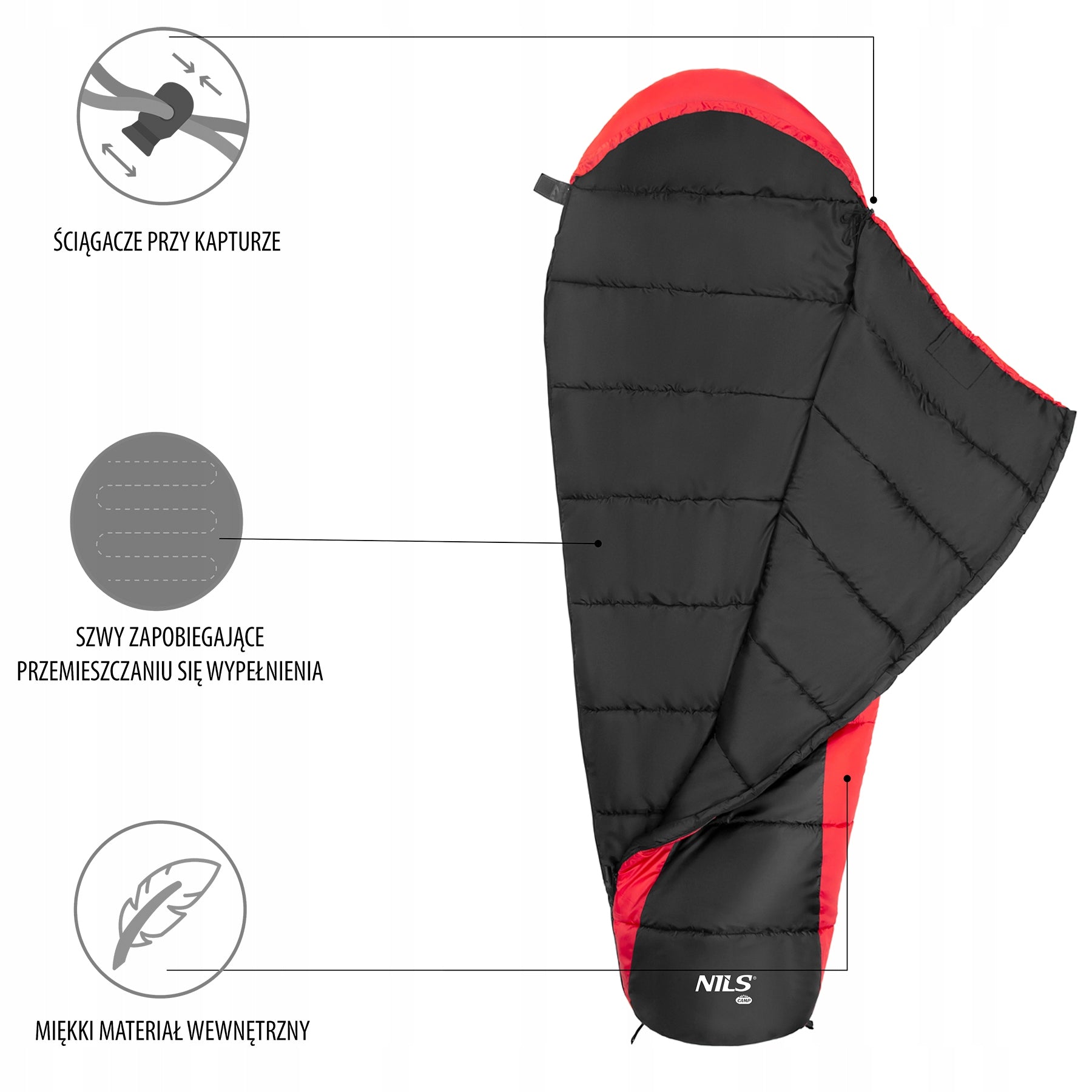 NC2012 BLACK AND RED SLEEPING BAG NILS CAMP Manufacturer code 15-04-107