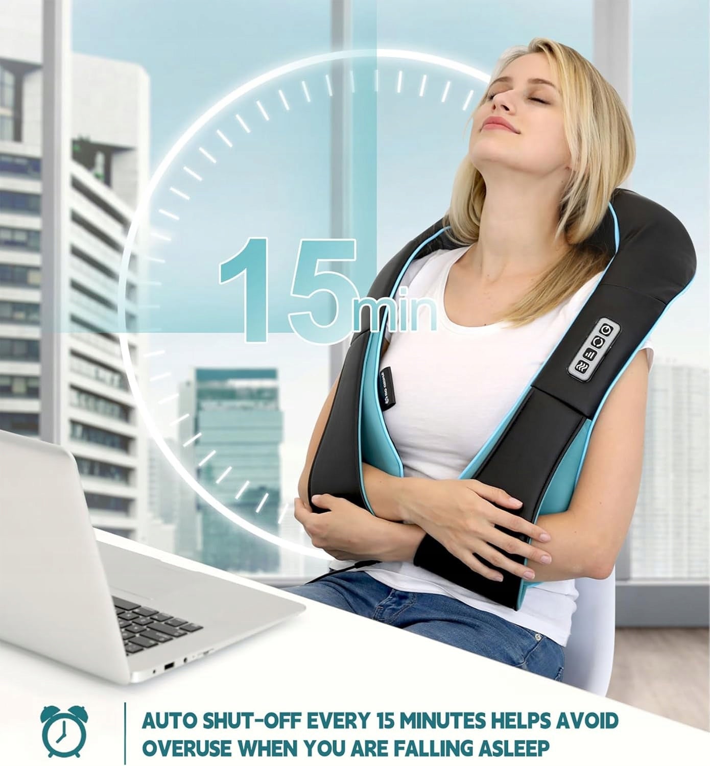 NECK AND BACK MASSAGER WITH HEAT DEEP MASSAGE RELAXATION Shiatsu Mo Cuishle Manufacturer code MO-BLT-010