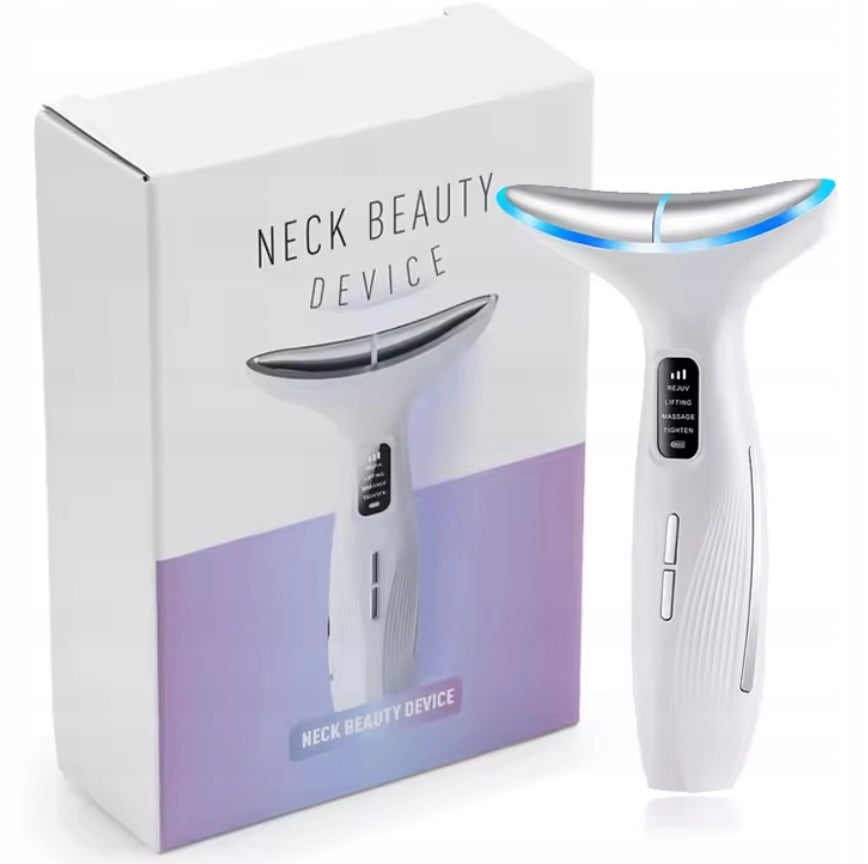 NECK AND FACE FIRMING MASSAGER EMS LIFTING LED VIBRATION HOT COMPRESS! Packaging status original