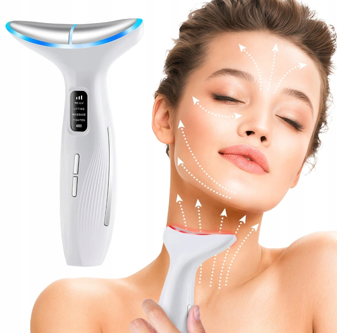 NECK AND FACE FIRMING MASSAGER EMS LIFTING LED VIBRATION HOT COMPRESS!