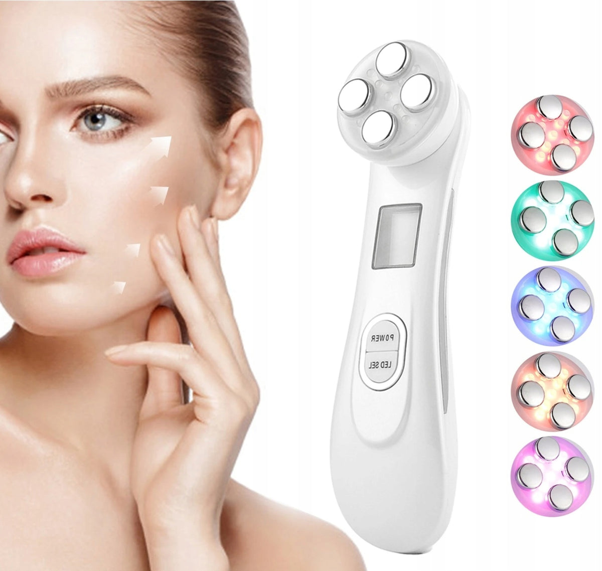 NECK AND FACE FIRMING MASSAGER MESOTHERAPY LED VIBRATION WARM CURRENT RF !