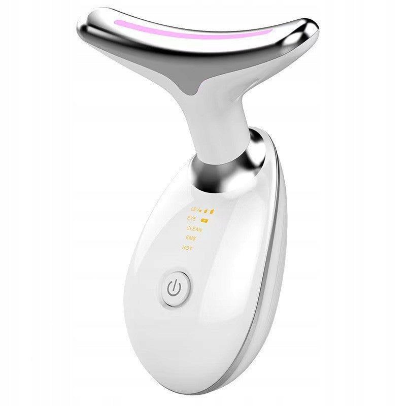 NECK FACE MASSAGER SONIC VIBRATING LED LIGHT 7 COLORS SPA EMS
