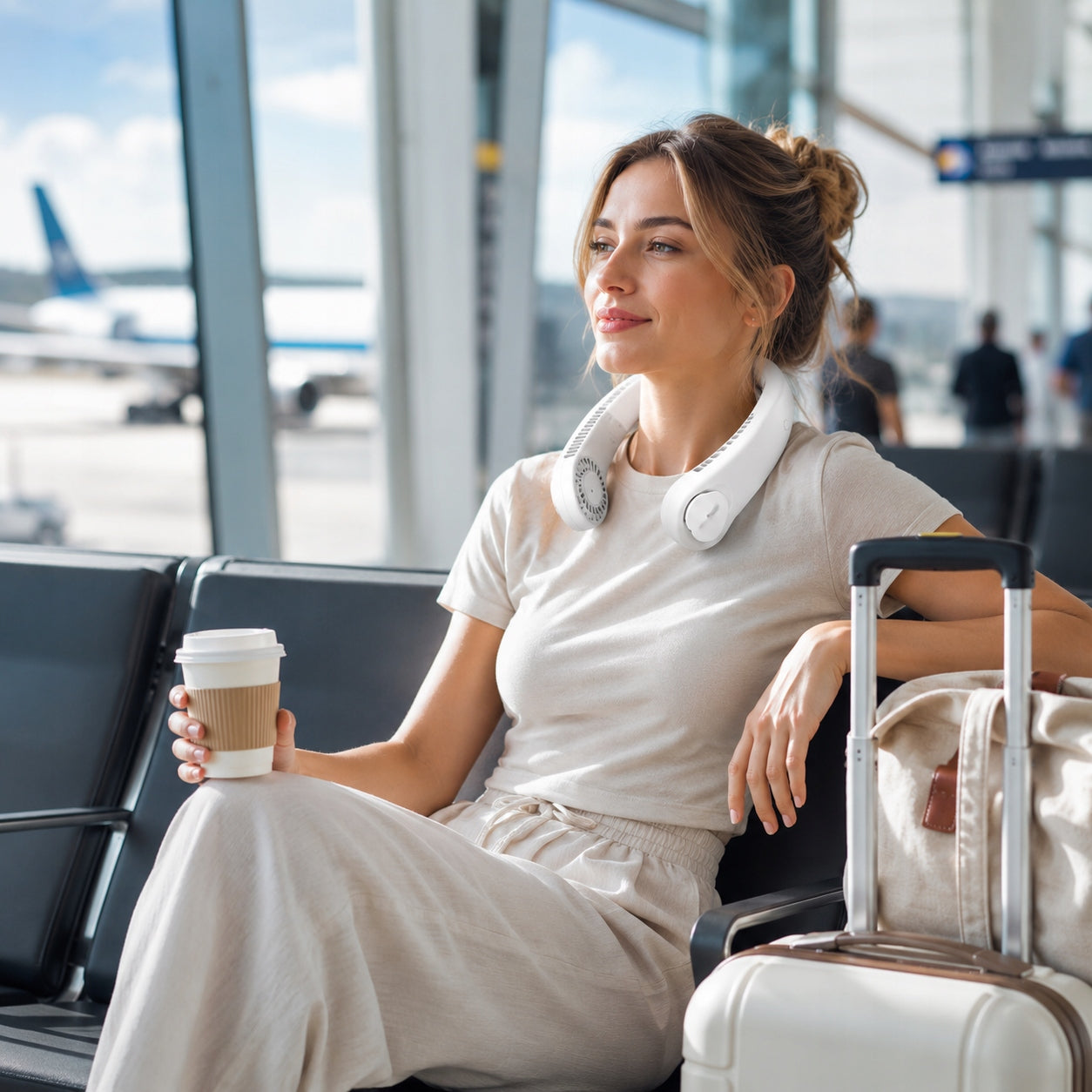 NECK FAN PORTABLE WIRELESS USB-C 3 MODES WHITE Model WENTYLATOR NA SZYJĘ