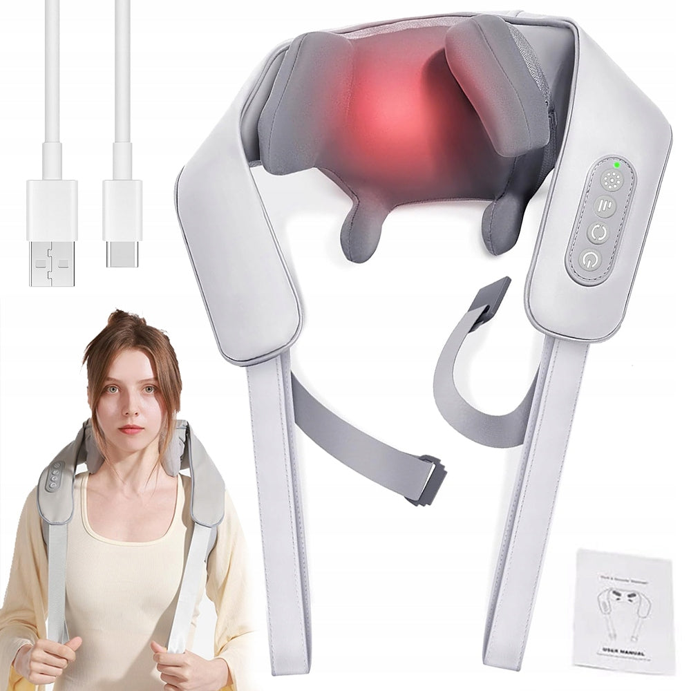 NECK MASSAGER WITH HEATING FUNCTION ROTATING BALLS 360° FOR TRAVEL HOME OFFICE