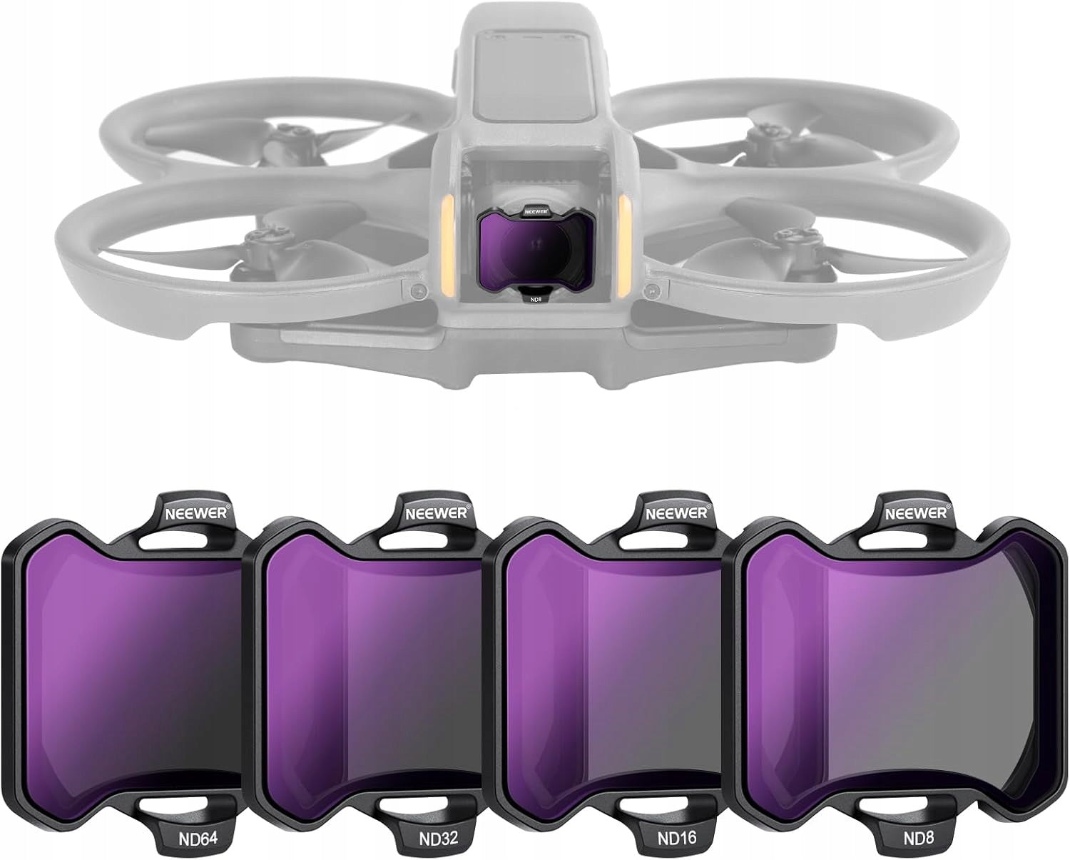 NEEWER 4-Pack ND Filters DJI Avata 2 ND8 ND16 ND32 ND64 HD Optical Glass