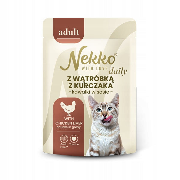NEKKO DAILY ADULT WET CAT FOOD WITH CHICKEN LIVER IN SAUCE 85g