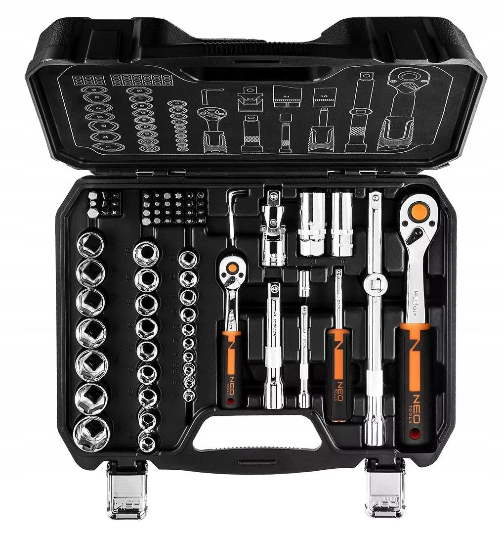NEO 10-054 SOCKET WRENCHES RATCHET CAPS BITS SUITCASE SET 73 PIECES EAN (GTIN) 5907558465938