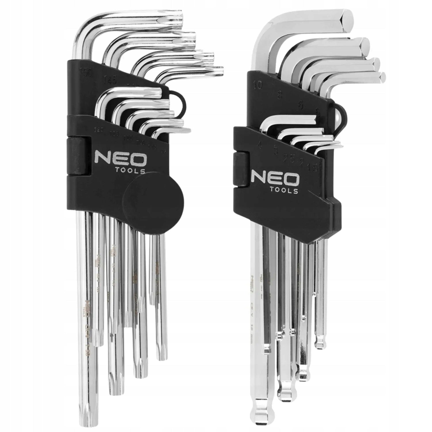 NEO ALLEN KEYS 18 pcs HEXAGON WITH BALL 9 pcs + TORX 9 pcs LONG