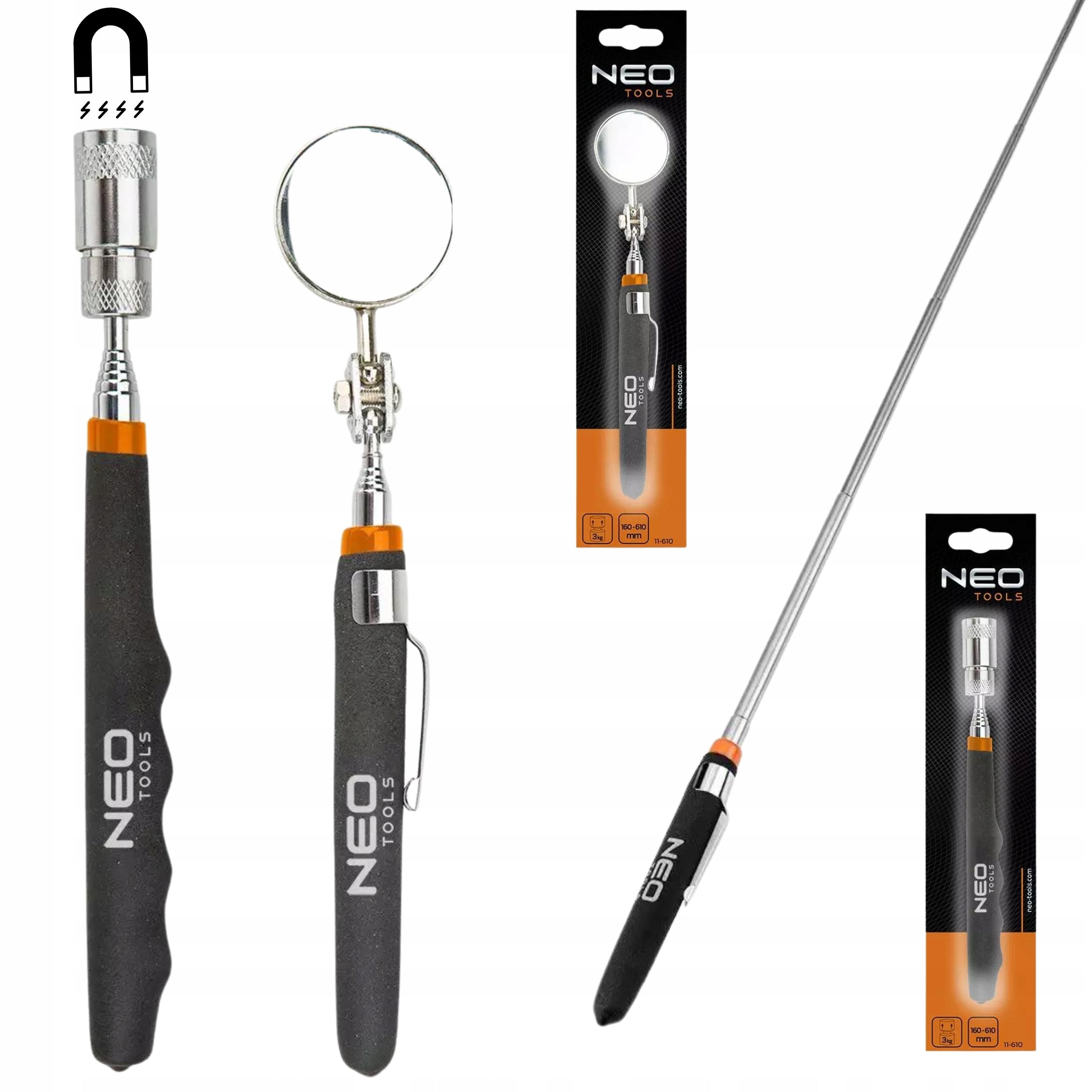 NEO Inspection Mirror + LED Magnetic Gripper, Telescopic Inspection