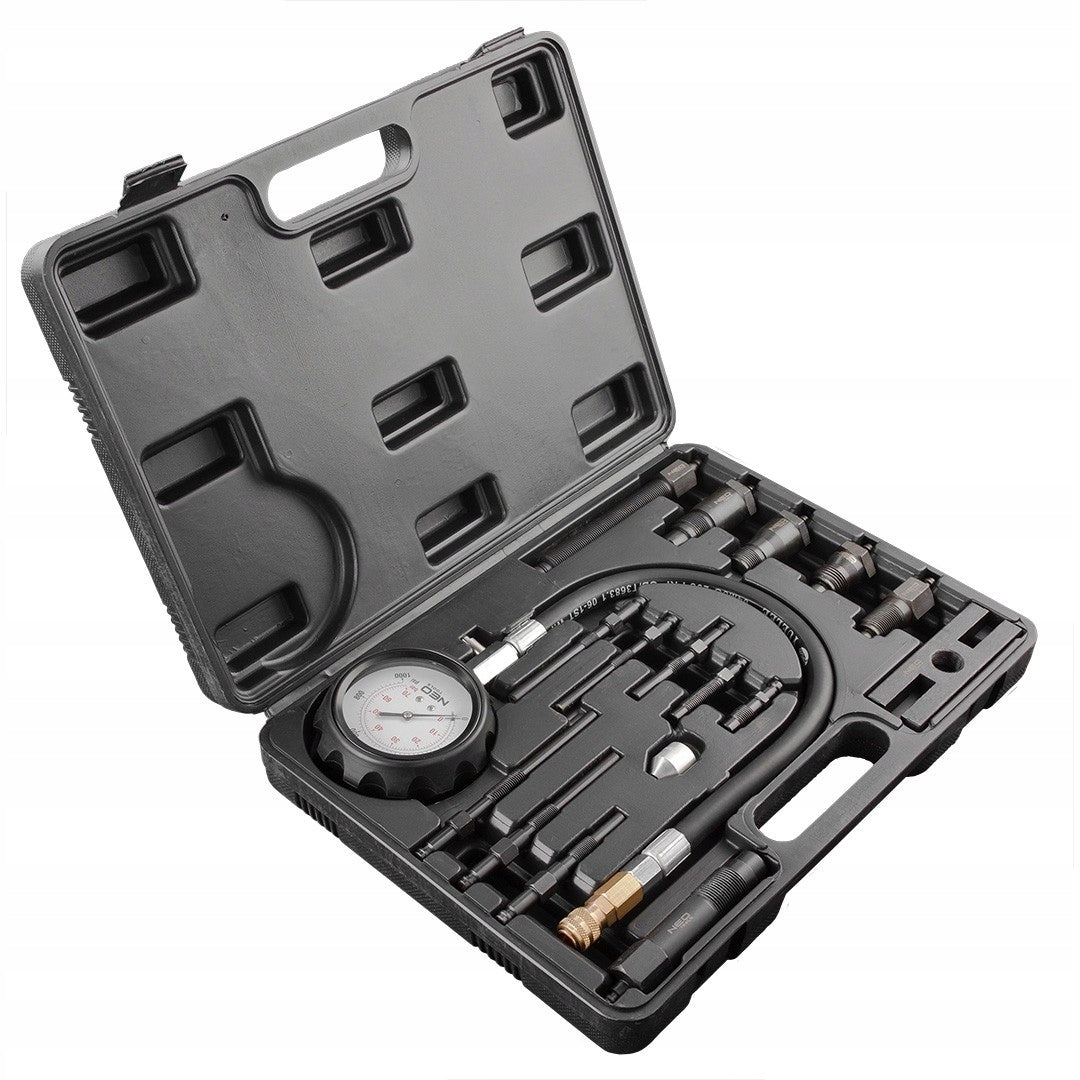 NEO SET PRESSURE TESTER DIESEL COMPRESSION METER 16 ELEMENTS Brand NEO TOOLS
