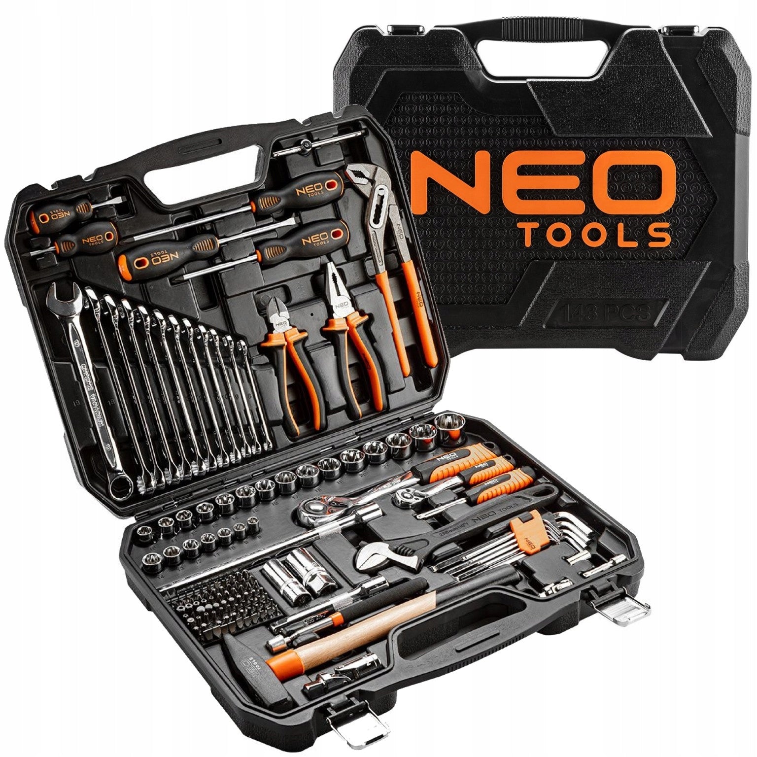 NEO TOOLS SOCKET WRENCHES 220 EL. LARGE TOOL SET SUITCASE 1/2 1/4 3/8