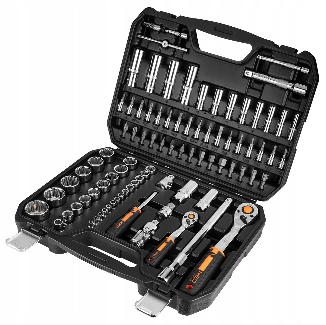 NEO TOOLS Socket Wrenches 1/4", 1/2", 86 el. Product weight with unit packaging 7 kg