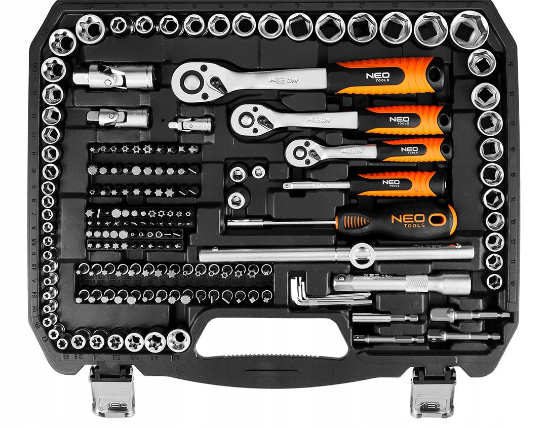 NEO TOOLS WRENCH SET 220 ELEMENTS 1/2", 3/8", 1/4" 10-220 Product weight with unit packaging 1.01 kg