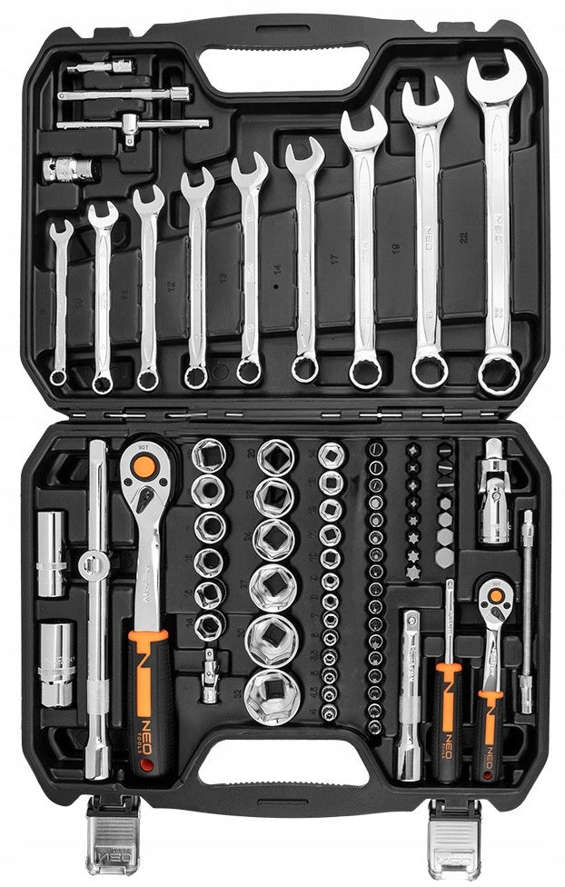 NEO TOOLS socket wrenches 82 el. 1/4, 1/2 CrV tool set suitcase Brand NEO TOOLS