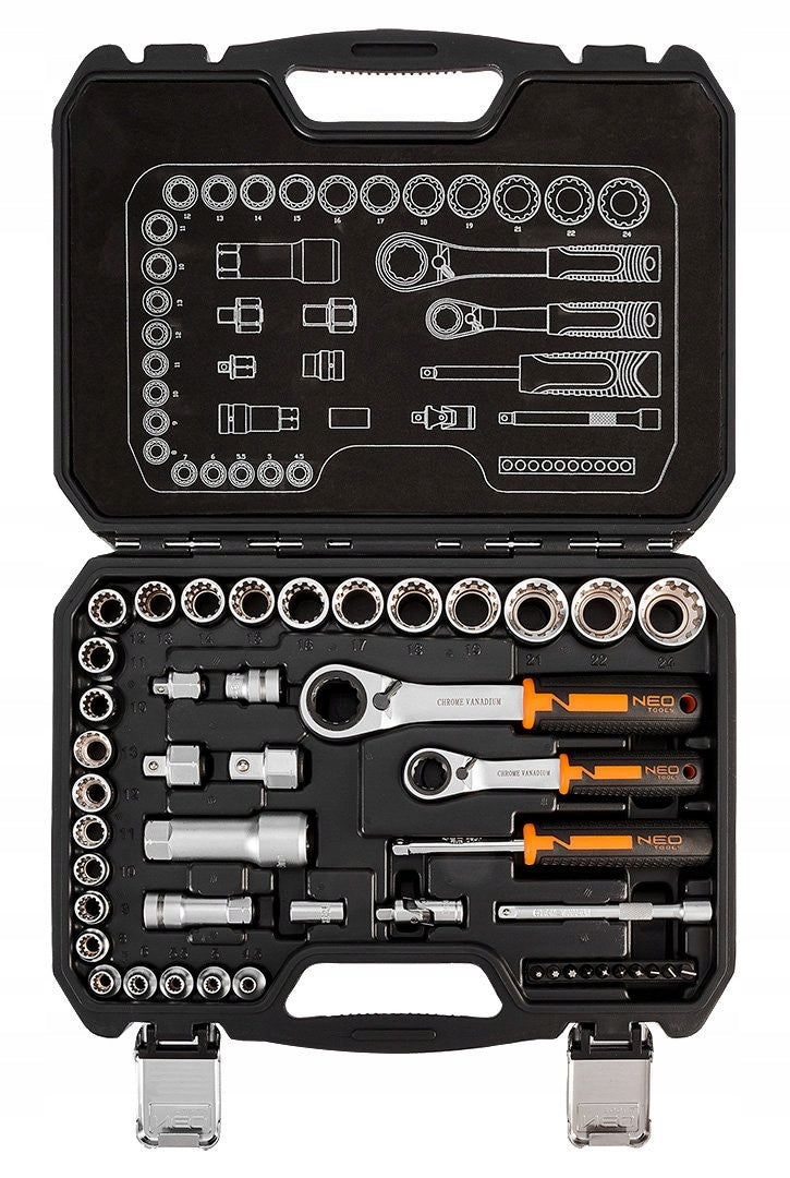 NEO TOOLS through socket set 1/4" + 3/8" 46 pcs suitcase Brand NEO TOOLS