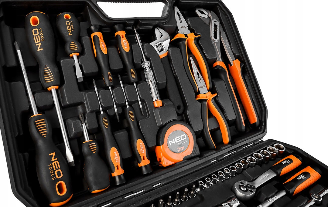 NEO Universal Tool Set 88 el. Suitcase Socket Wrenches Stainless Steel Number of items in the set 88
