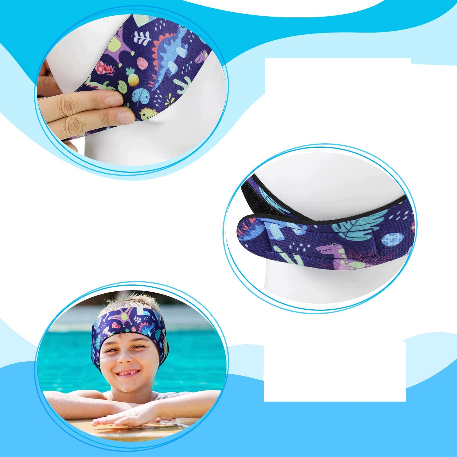 NEOPRENE HEADBAND FOR CHILDREN'S EARS ADJUSTABLE POOL BEACH 58CM 4 PCS. Packaging status original