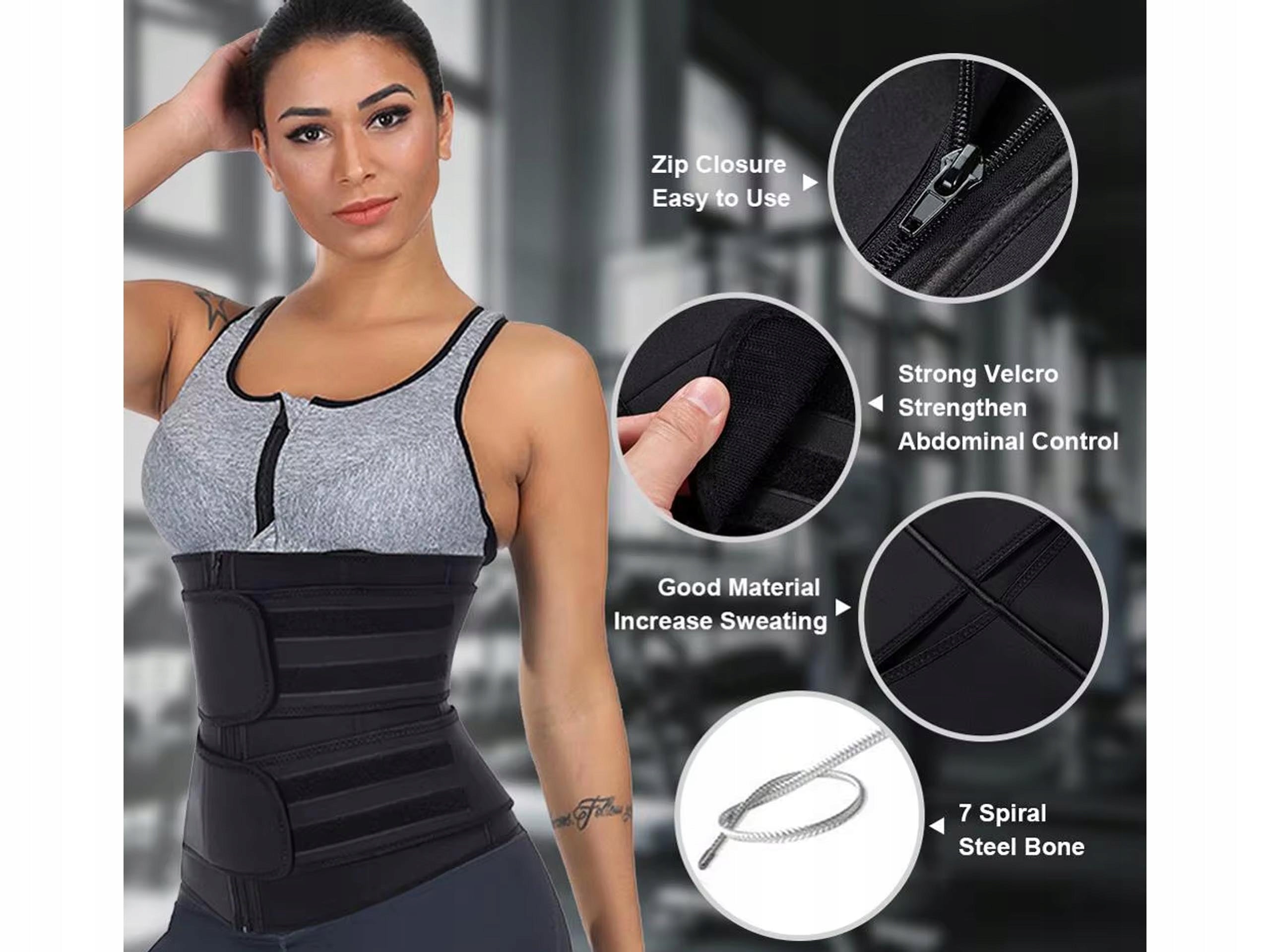 NEOPRENE SLIMMING BELT FOR EXERCISE SLIMMING BLACK SIZE L Color black