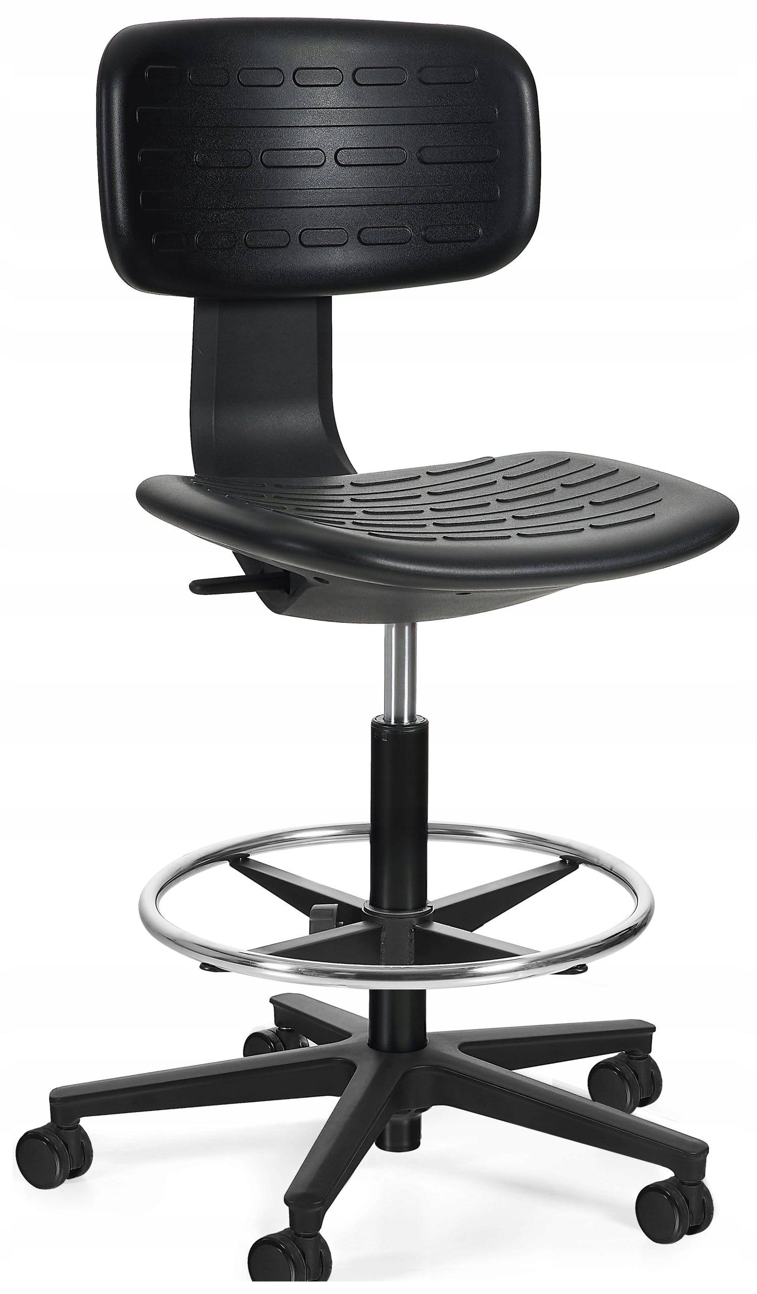 NERO Swivel Chair Black Laboratory Polyurethane Workshop with Ring Packaging status original