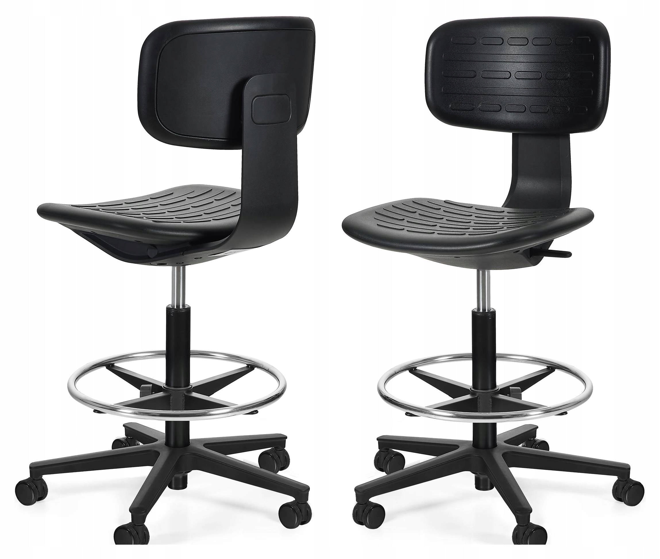 NERO Swivel Chair Black Laboratory Polyurethane Workshop with Ring