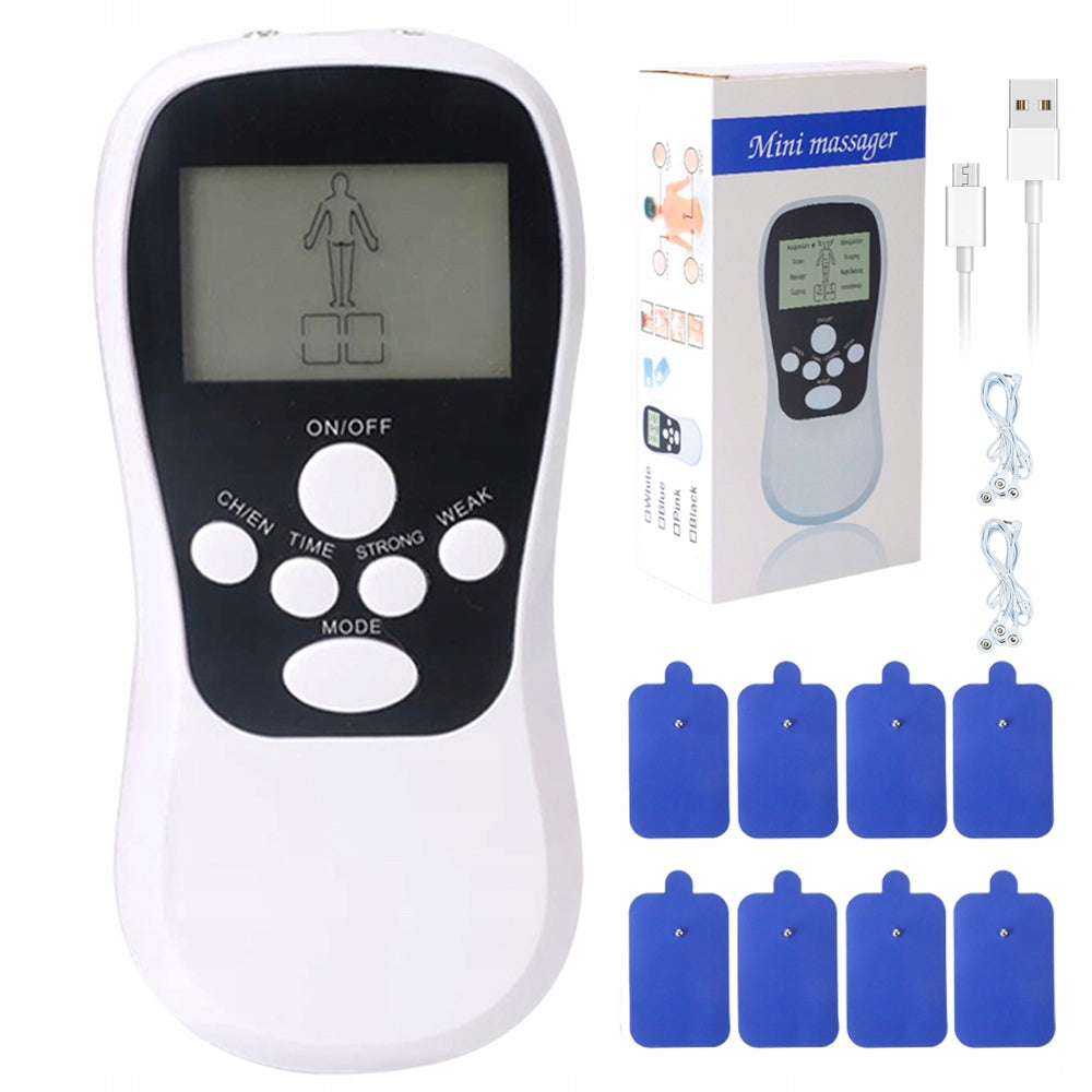 NERVE MUSCLE ELECTROSTIMULATOR TENS EMS SET STRONG 4W Color white