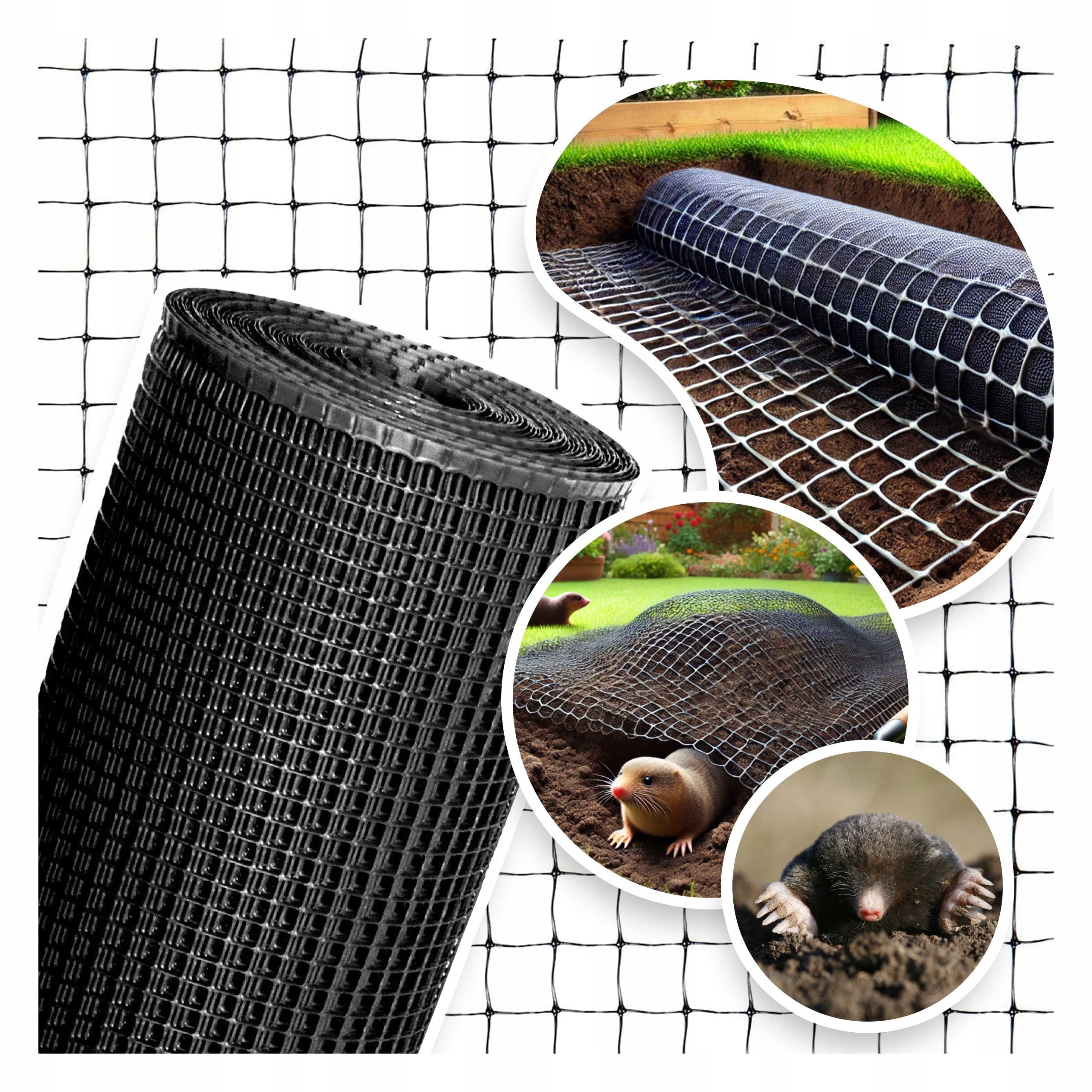 NETTING FOR MOLES VOLES strong BARRIER AGAINST MOLES repellent 1x50m 25g Manufacturer code SIATKA na KRETY NORNICE mocna BARIERA_50m