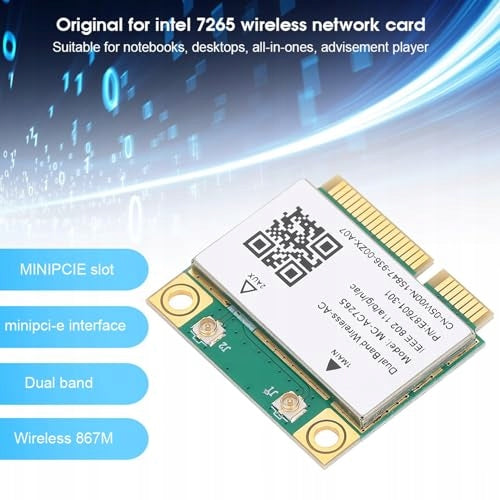 NETWORK CARD WI FI PCIE AC7265 DUAL BAND 1200MBPS BLUETOOTH FOR COMPUTER Interface PCI-E