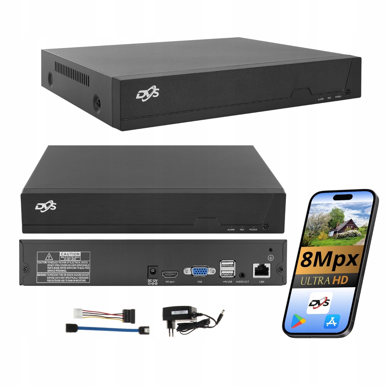 NETWORK RECORDER FOR MONITORING UP TO 8 WIFI IP CAMERAS 8Mpx ONVIF DVS