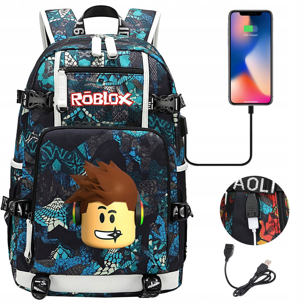 NEW A4 ROBLOX BACKPACK WATERPROOF USB DESIGNS