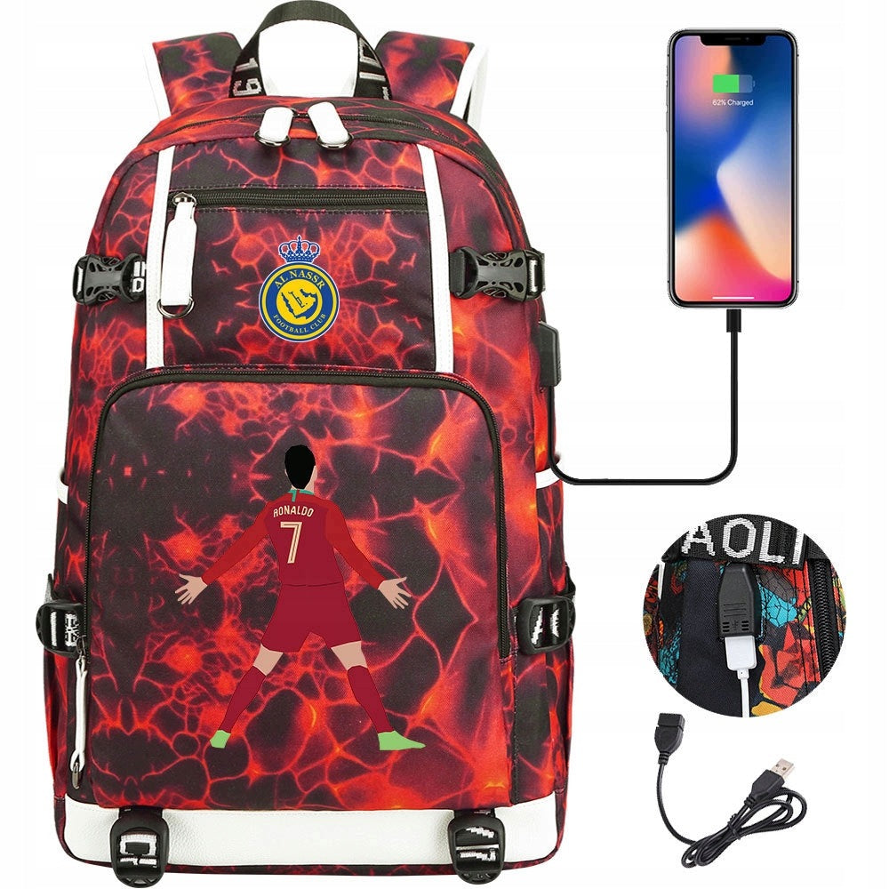 NEW BACKPACK A4 Ronaldo WATERPROOF USB PATTERNS Manufacturer code drey6tryhdfrg
