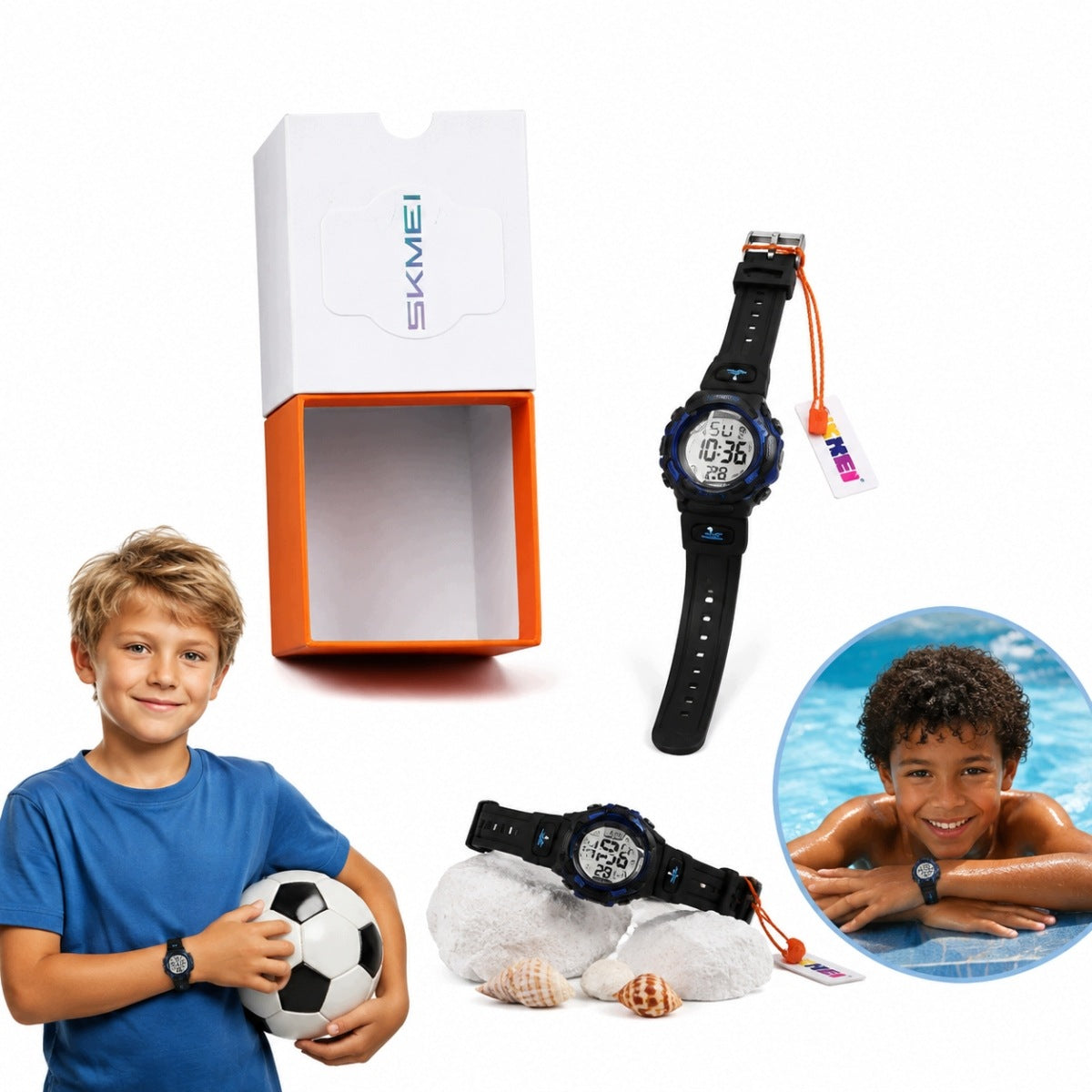 NEW CHILDREN'S WATCH WATERPROOF, GLOWING, BOYS', BLUE