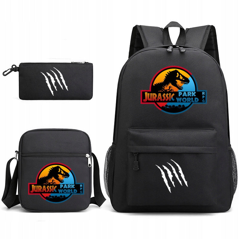NEW JURASSIC PARK WORLD SCHOOL SET BACKPACK A4 BAG PENCIL CASE