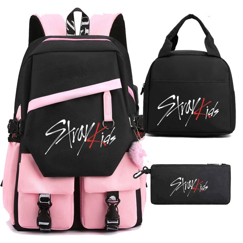 NEW KIDS SCHOOL BACKPACK Stray kids GAME SATCHEL Pencil Case 3IN1