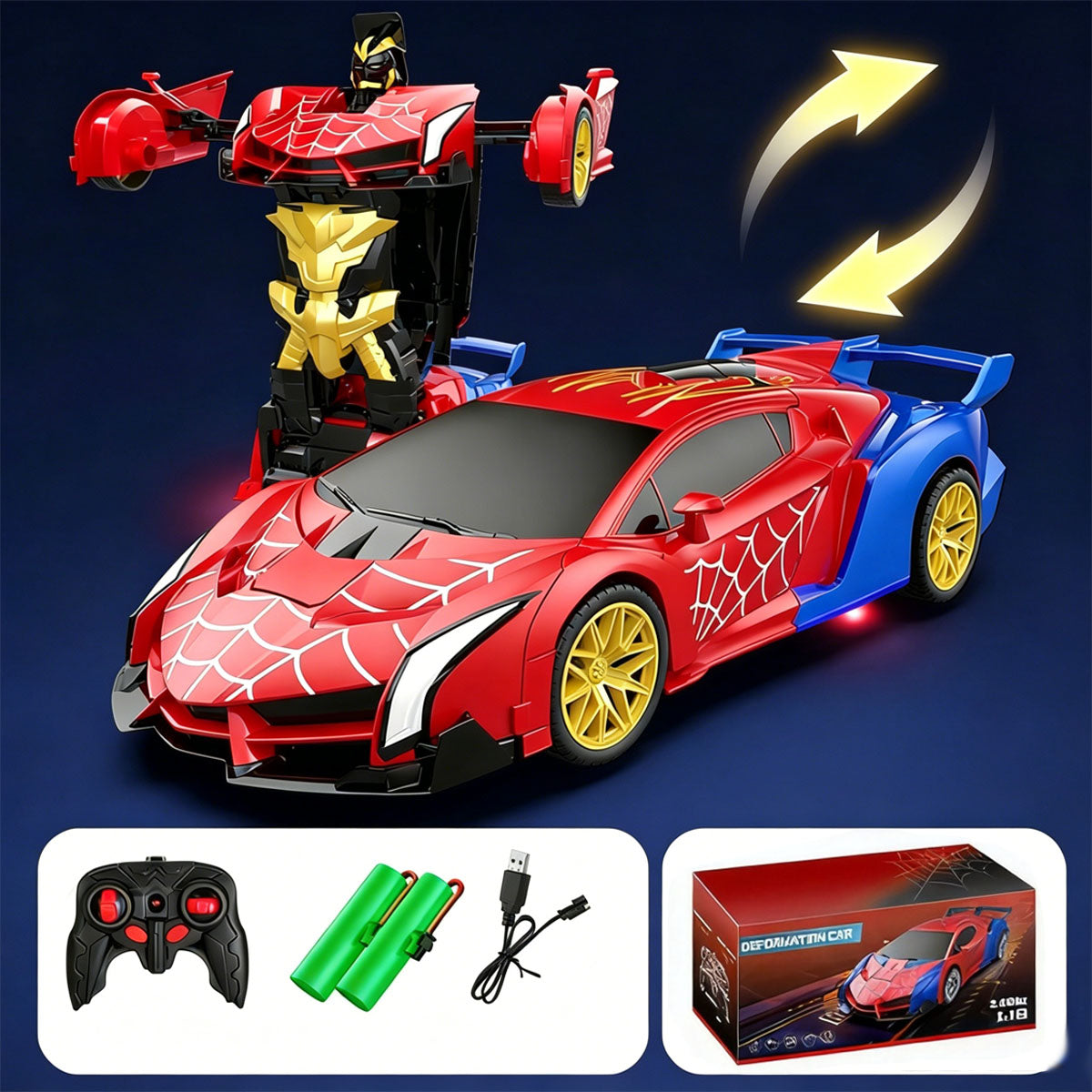 NEW LARGE CAR ROBOT SPIDER REMOTE CONTROLLED 2IN1 Packaging status original